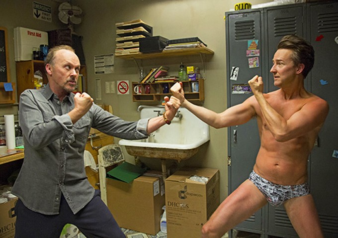 Michael Keaton (stars as Riggan Thomson) and Edward Norton in Fox Searchlight Pictures' Birdman (2014)