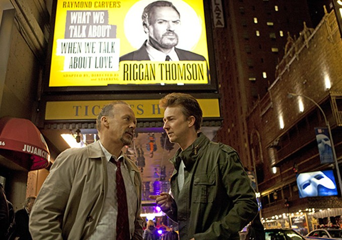 Michael Keaton (stars as Riggan Thomson) and Edward Norton in Fox Searchlight Pictures' Birdman (2014)