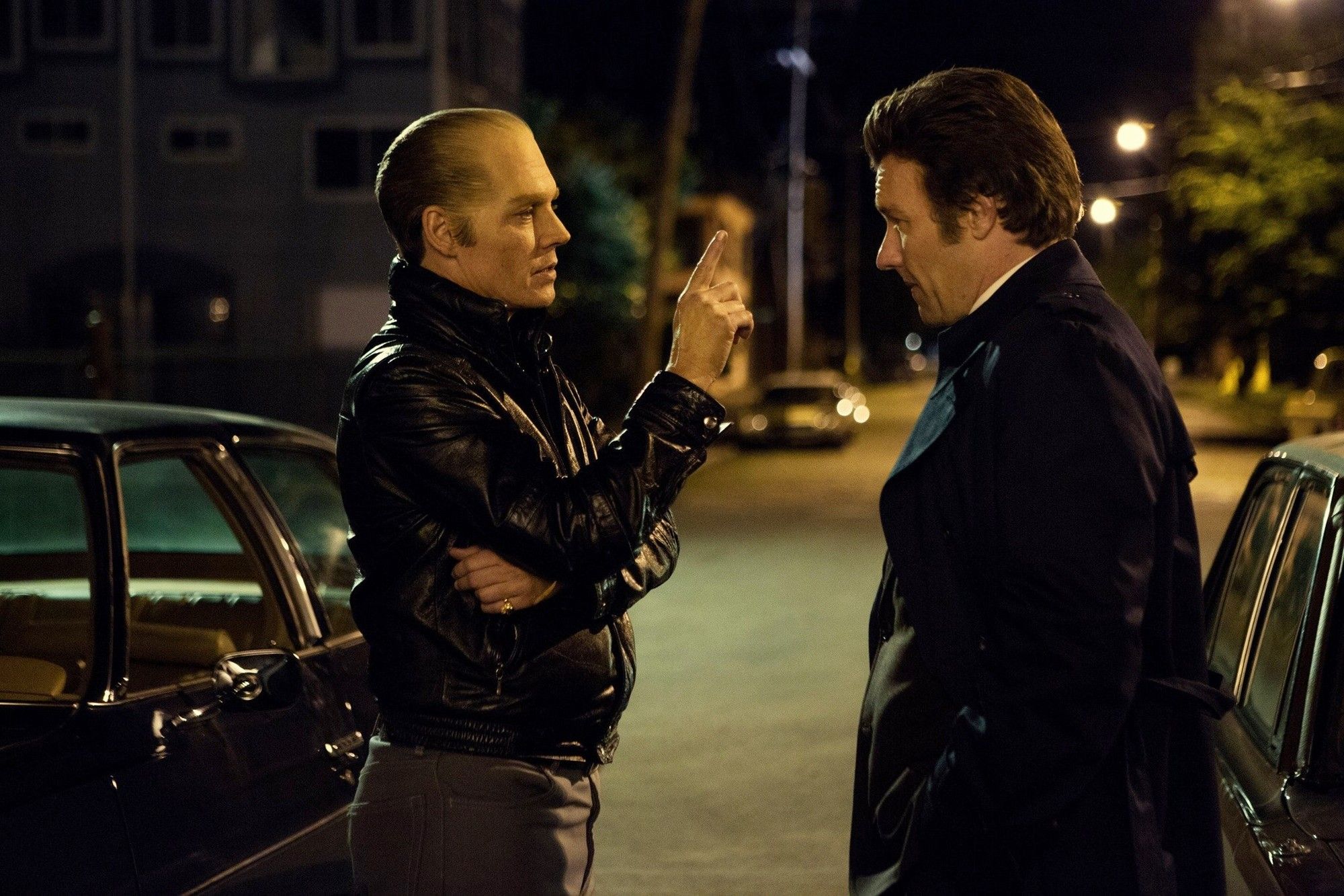 Johnny Depp stars as Whitey Bulger and Joel Edgerton stars as John Connolly in Warner Bros. Pictures' Black Mass (2015)