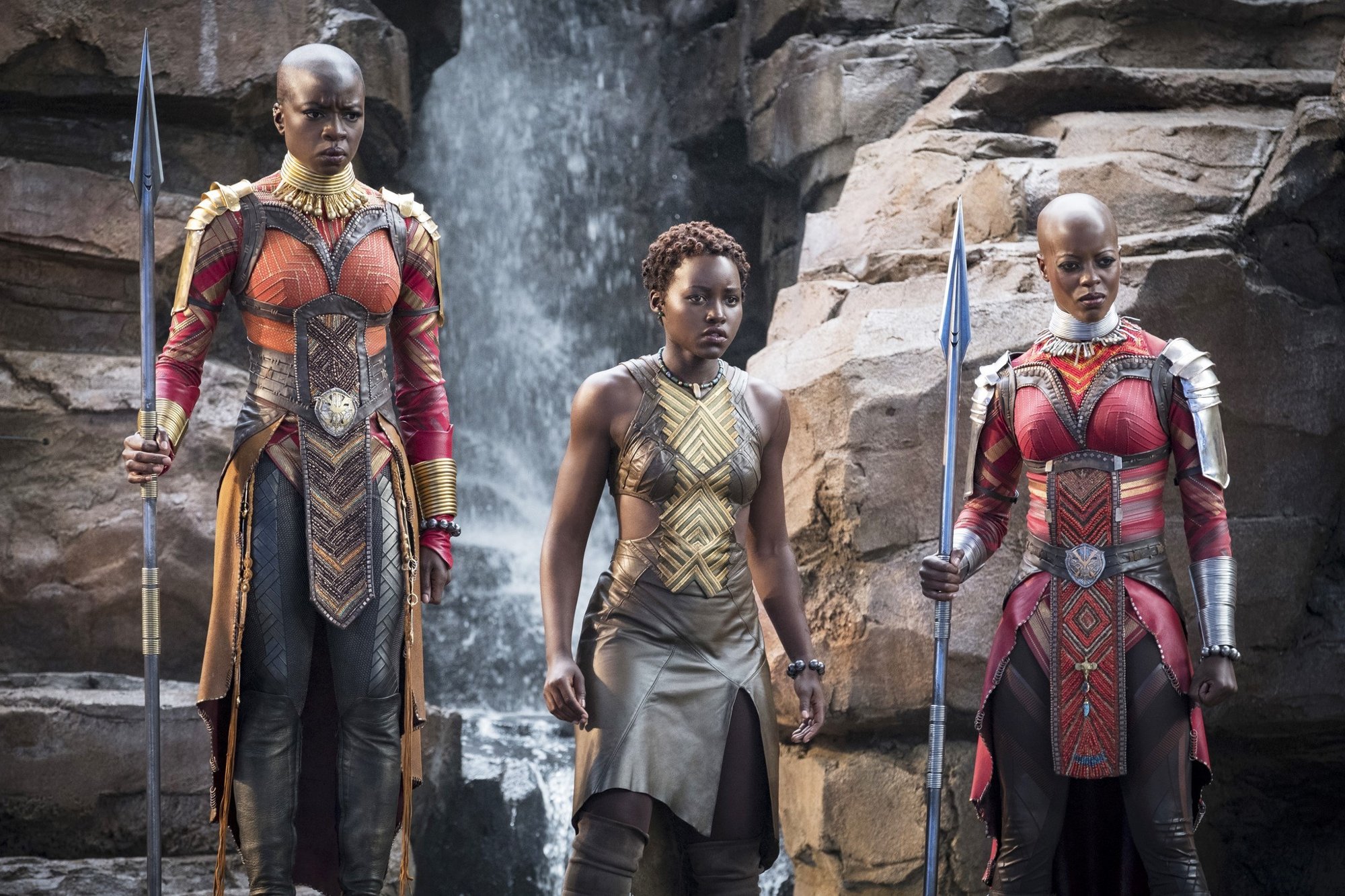 Danai Gurira, Lupita Nyong'o and Florence Kasumba in Walt Disney Pictures' Black Panther (2018)