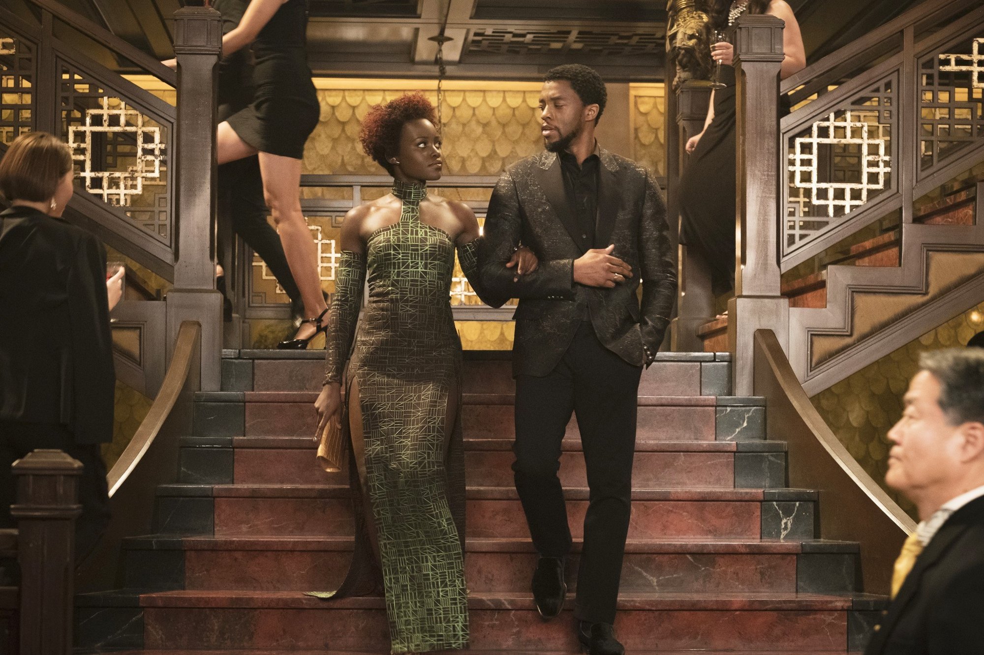 Lupita Nyong'o stars as Nakia and Chadwick Boseman stars as T'Challa/Black Panther in Walt Disney Pictures' Black Panther (2018)