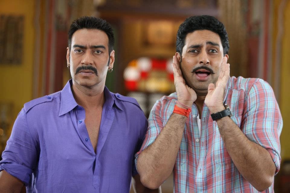 Ajay Devgan stars as Prithviraj Raghuvanshi and Abhishek Bachchan stars as Abbas Ali in FIP's Bol Bachchan (2012)