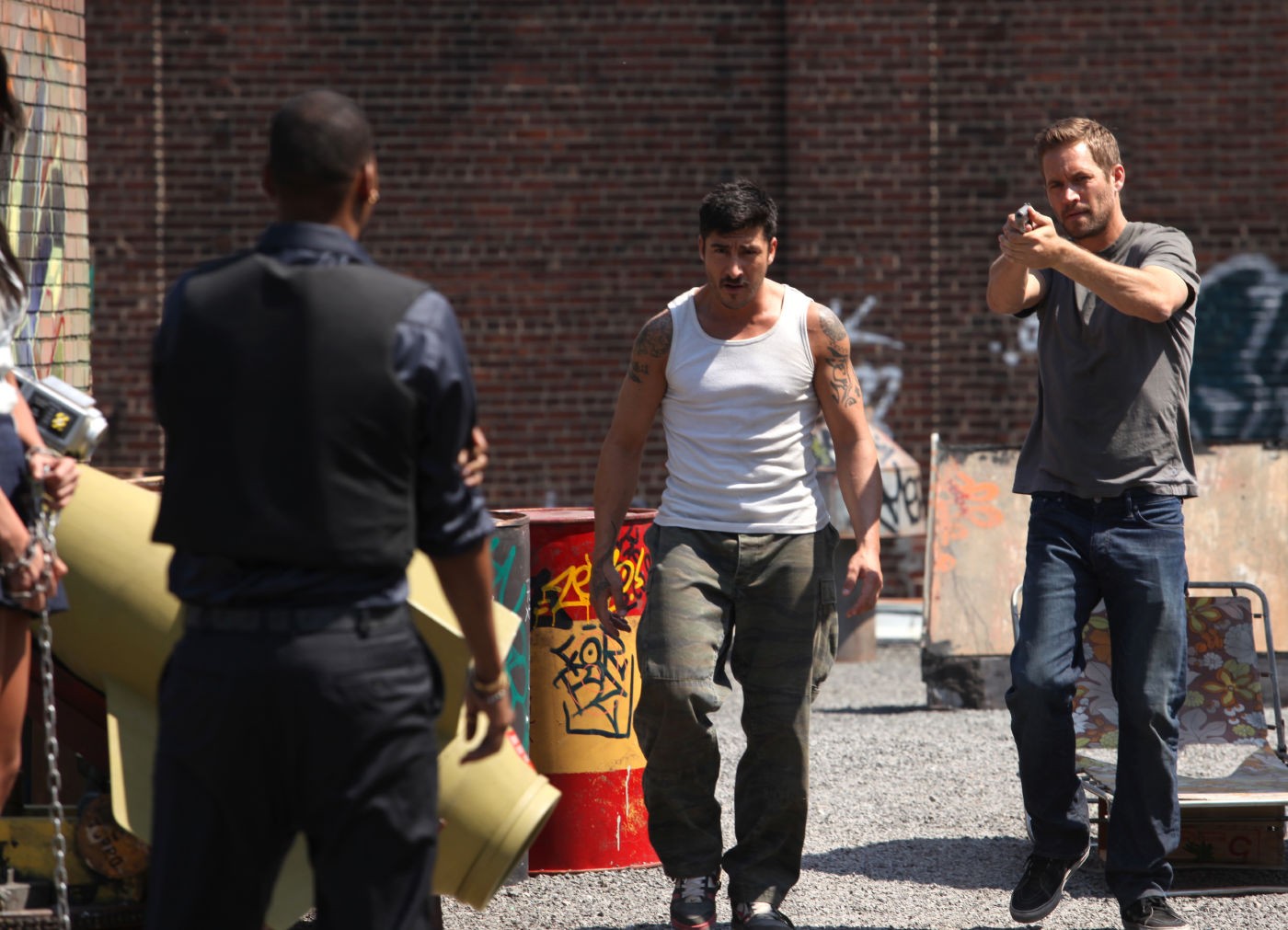 David Belle stars as Lino and Paul Walker stars as Damien in Relativity Media's Brick Mansions (2014)