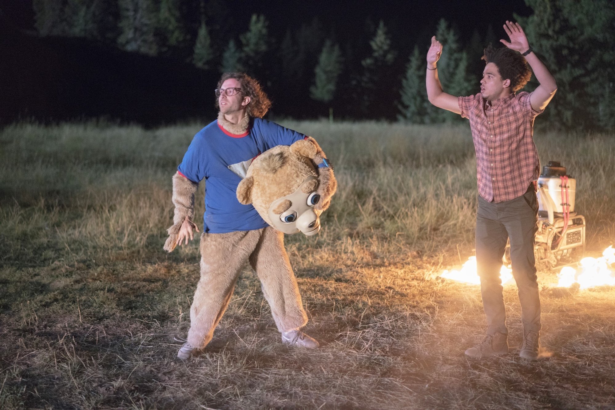 Kyle Mooney stars as James Pope and Jorge Lendeborg Jr. stars as Spencer in Sony Pictures Classics' Brigsby Bear (2017)