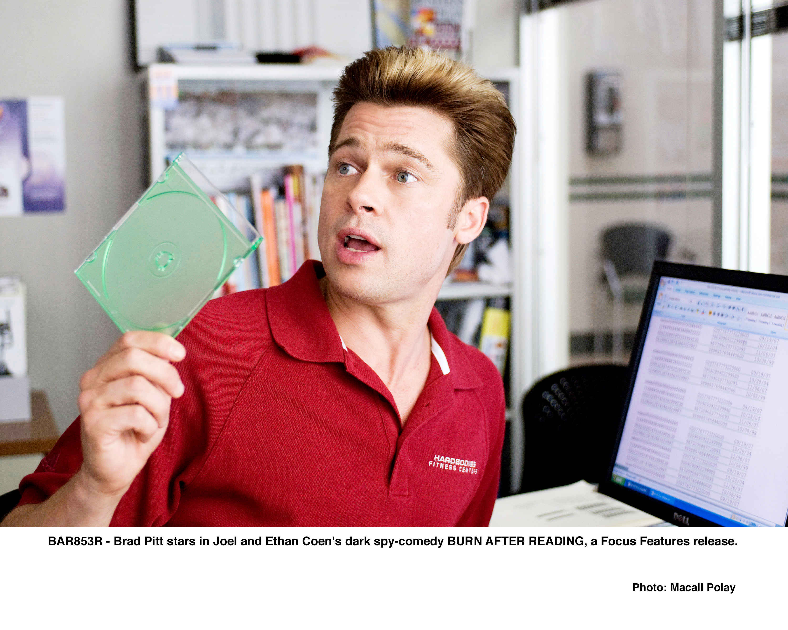 Brad Pitt stars as Chad Feldheimer in Focus Features' Burn After Reading (2008). Photo credit by Macall Polay.