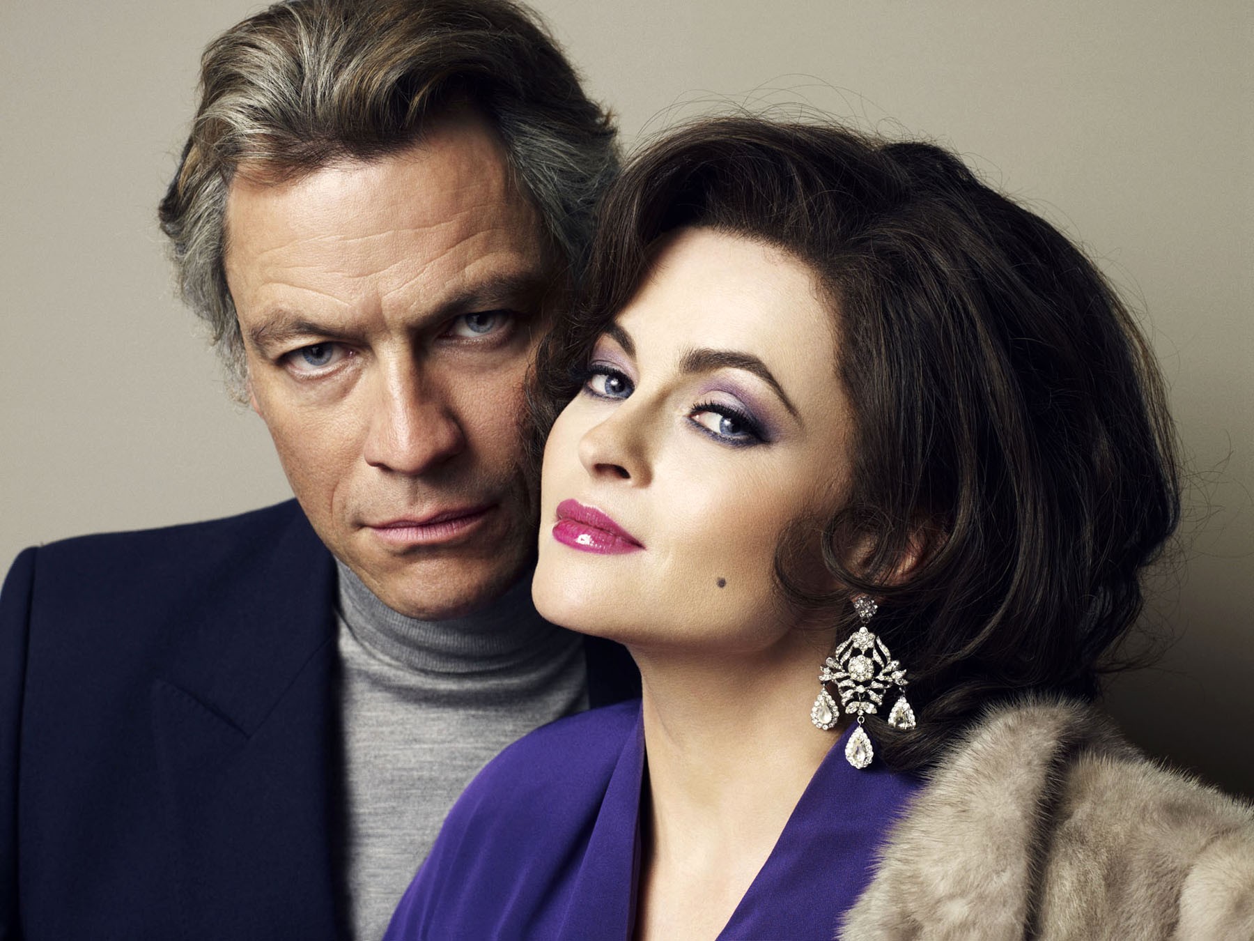 Dominic West stars as Richard Burton and Helena Bonham Carter stars as Elizabeth Taylor in BBC America's Burton and Taylor (2013)