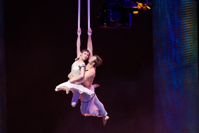 Erica Linz stars as Mia and Igor Zaripov stars as The Aerialist in Paramount Pictures' Cirque du Soleil: Worlds Away (2012)