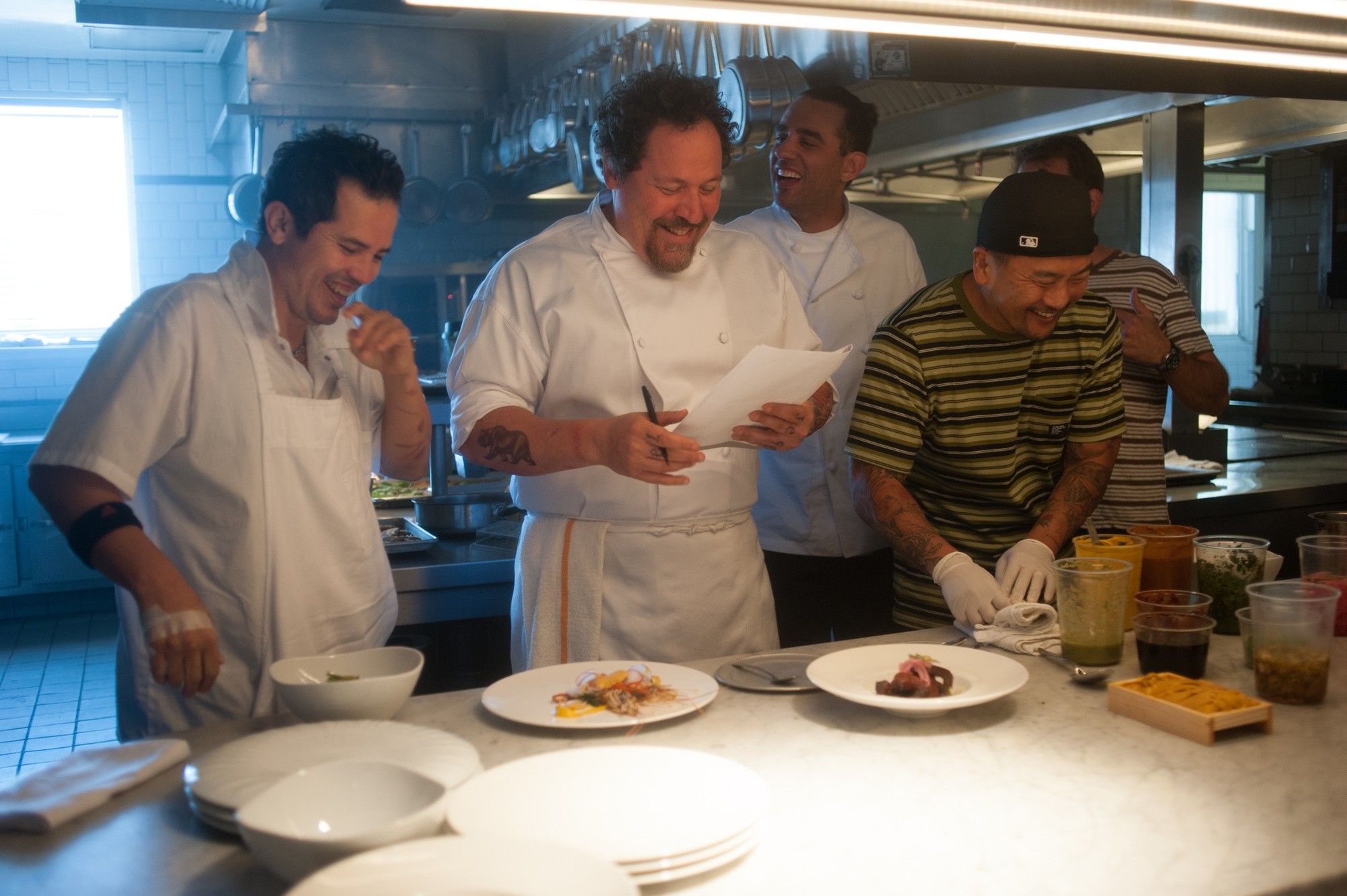 John Leguizamo, Jon Favreau, Bobby Cannavale and Roy Choi in Open Road Films' Chef (2014)