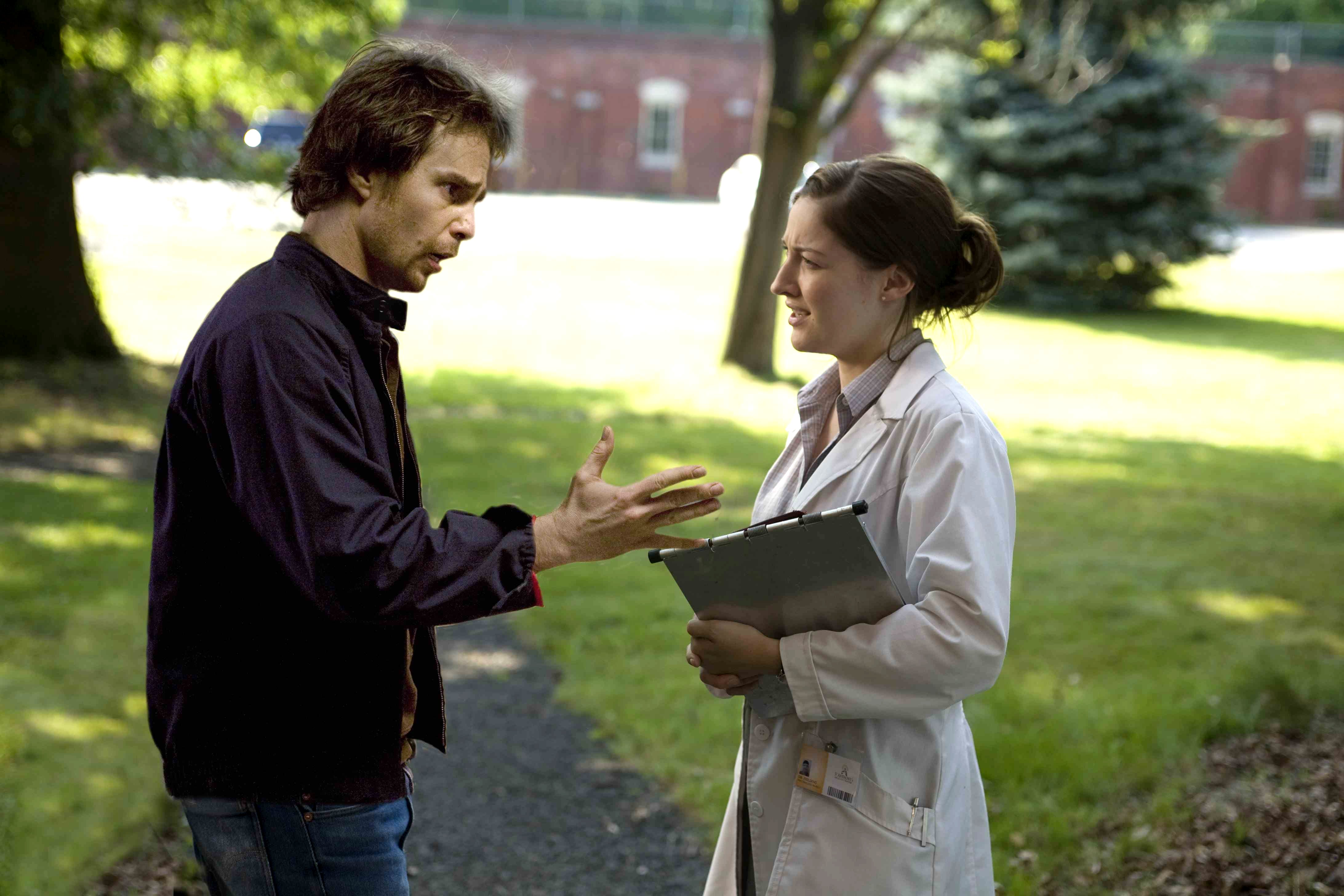 Sam Rockwell stars as Victor Mancini and Kelly Macdonald stars as Paige Marshall in Fox Searchlight Pictures' Choke (2008). Photo credit by Jessica Miglio.