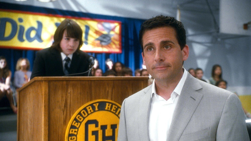 Jonah Bobo stars as Robbie and Steve Carell stars as Cal Weaver in Warner Bros. Pictures' Crazy, Stupid, Love. (2011)