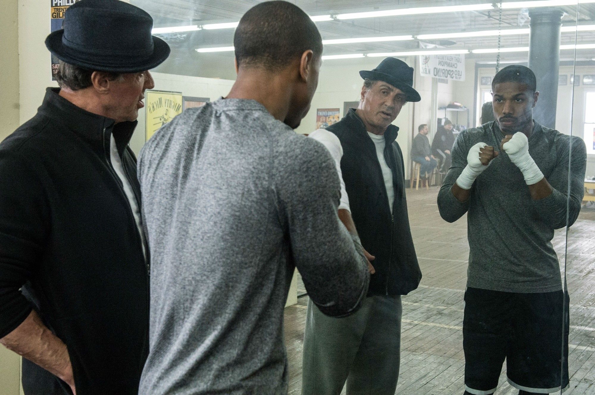 Sylvester Stallone stars as Rocky Balboa and Michael B. Jordan stars as Adonis Creed in Warner Bros. Pictures' Creed (2015)