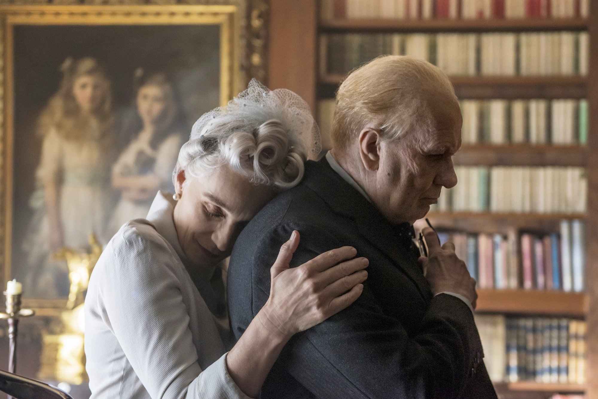 Kristin Scott Thomas stars as Clementine Churchill and Gary Oldman stars as Winston Churchill in Focus Features' Darkest Hour (2017)