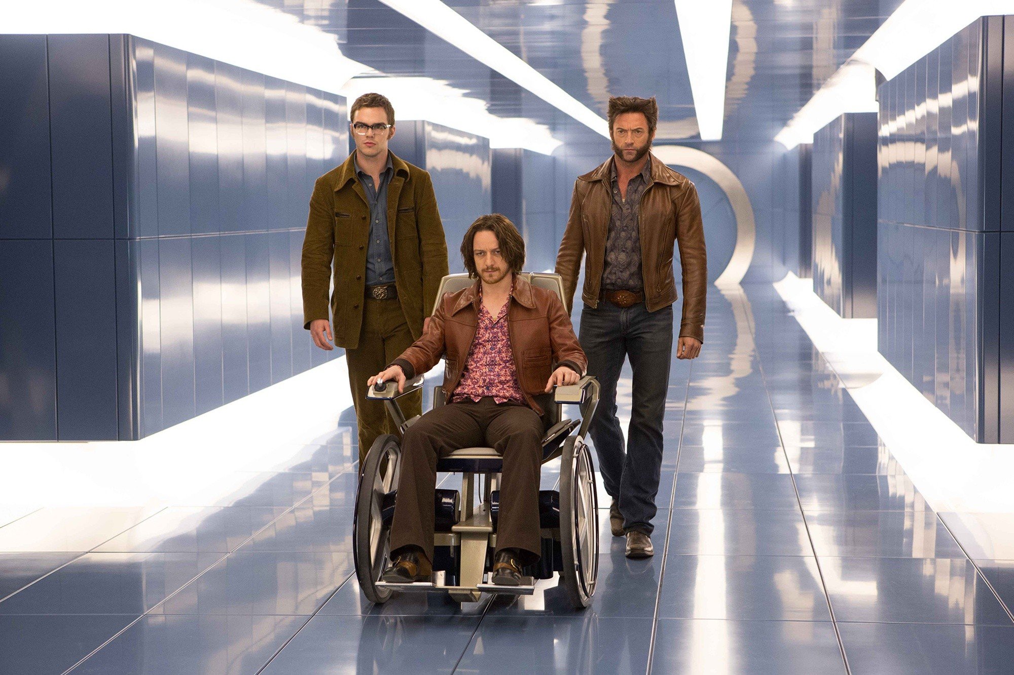 Nicholas Hoult, James McAvoy and Hugh Jackman in 20th Century Fox's X-Men: Days of Future Past (2014)