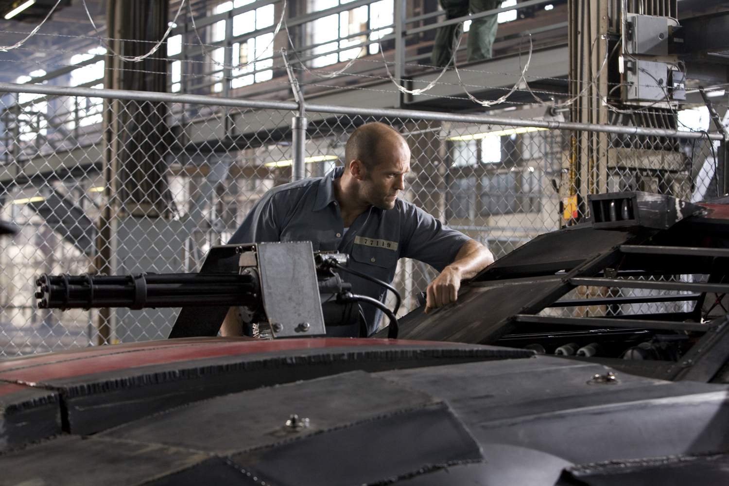 JASON STATHAM stars as Jensen Ames in an action-thriller set in the post-industrial wasteland of tomorrow, with the world's most brutal sporting event as its backdrop - Death Race. Photo Credit: Takashi Seida.