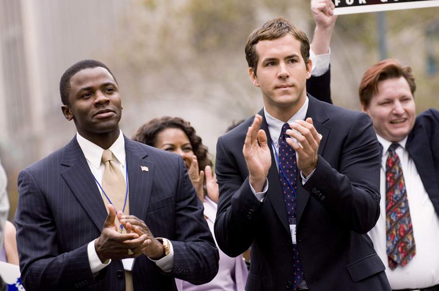 Derek Luke as Russell McCormack and Ryan Reynolds as Will Hayes in Universal Pictures' Definitely, Maybe (2008)