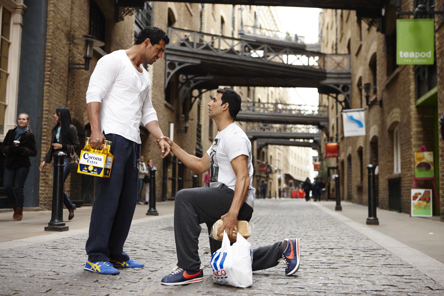 John Abraham stars as Nick Mathur/Hunter and Akshay Kumar stars as Jerry Patel in Eros Entertainment's Desi Boyz (2011)