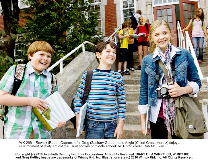 Robert Capron, Zachary Gordon and Chloe Moretz in 20th Century Fox's Diary of a Wimpy Kid (2010). Photo credit by Rob McEwan.