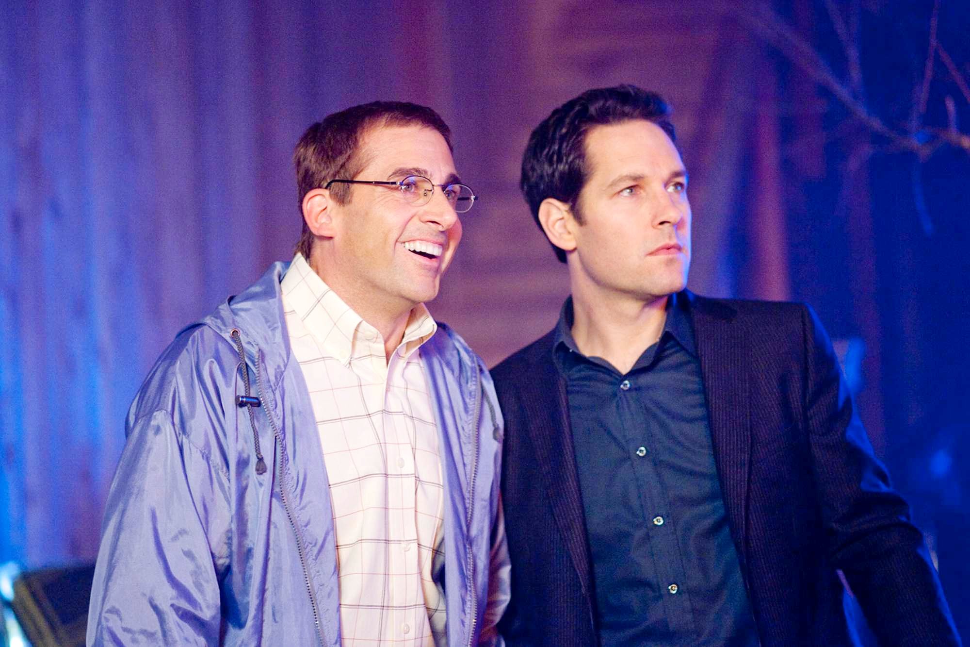 Steve Carell stars as Barry and Paul Rudd stars as Tim Conrad in Paramount Pictures' Dinner for Schmucks (2010). Photo by Merie Weismiller Wallace