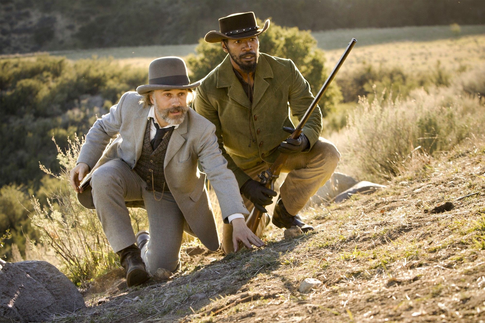 Christoph Waltz stars as Dr. King Schultz and Jamie Foxx stars as Django in The Weinstein Company's Django Unchained (2012)