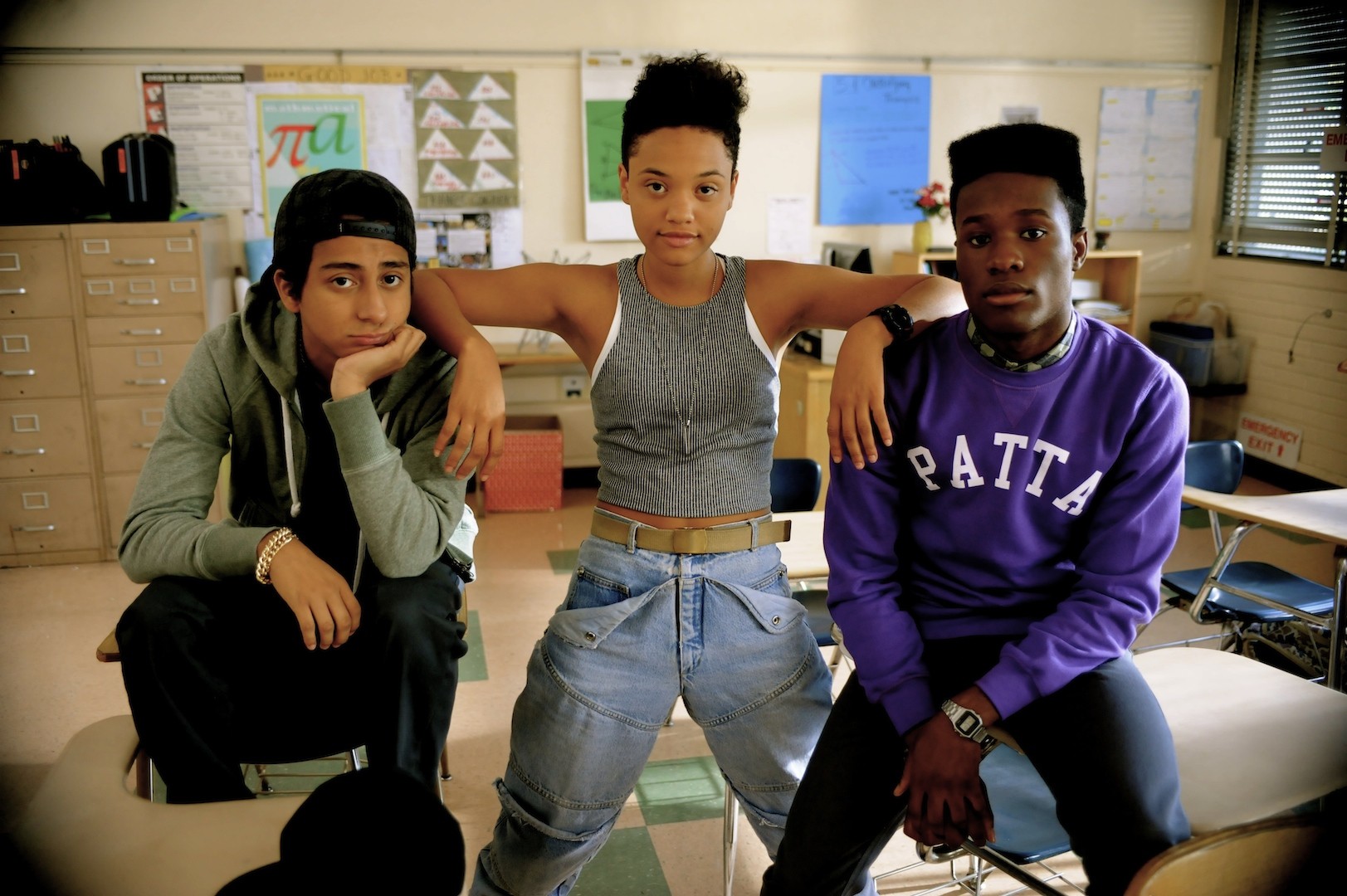 Tony Revolori, Kiersey Clemons and Shameik Moore in Open Road Films' Dope (2015)