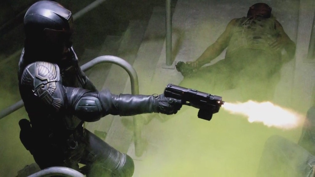 Karl Urban stars as Judge Dredd in Lionsgate Films' Dredd (2012)