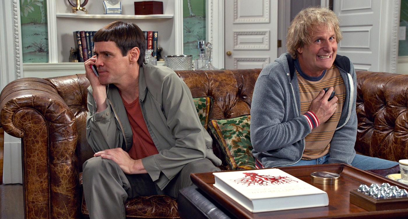 Jim Carrey stars as Lloyd Christmas and Jeff Daniels stars as Harry Dunne in Universal Pictures' Dumb and Dumber To (2014)