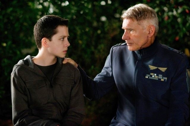 Asa Butterfield stars as Ender Wiggin and Harrison Ford stars as Colonel Hyrum Graff in Summit Entertainment's Ender's Game (2013). Photo credit by Richard Foreman.