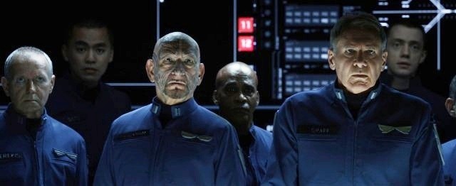Ben Kingsley stars as Mazer Rackham and Harrison Ford stars as Colonel Hyrum Graff in Summit Entertainment's Ender's Game (2013)