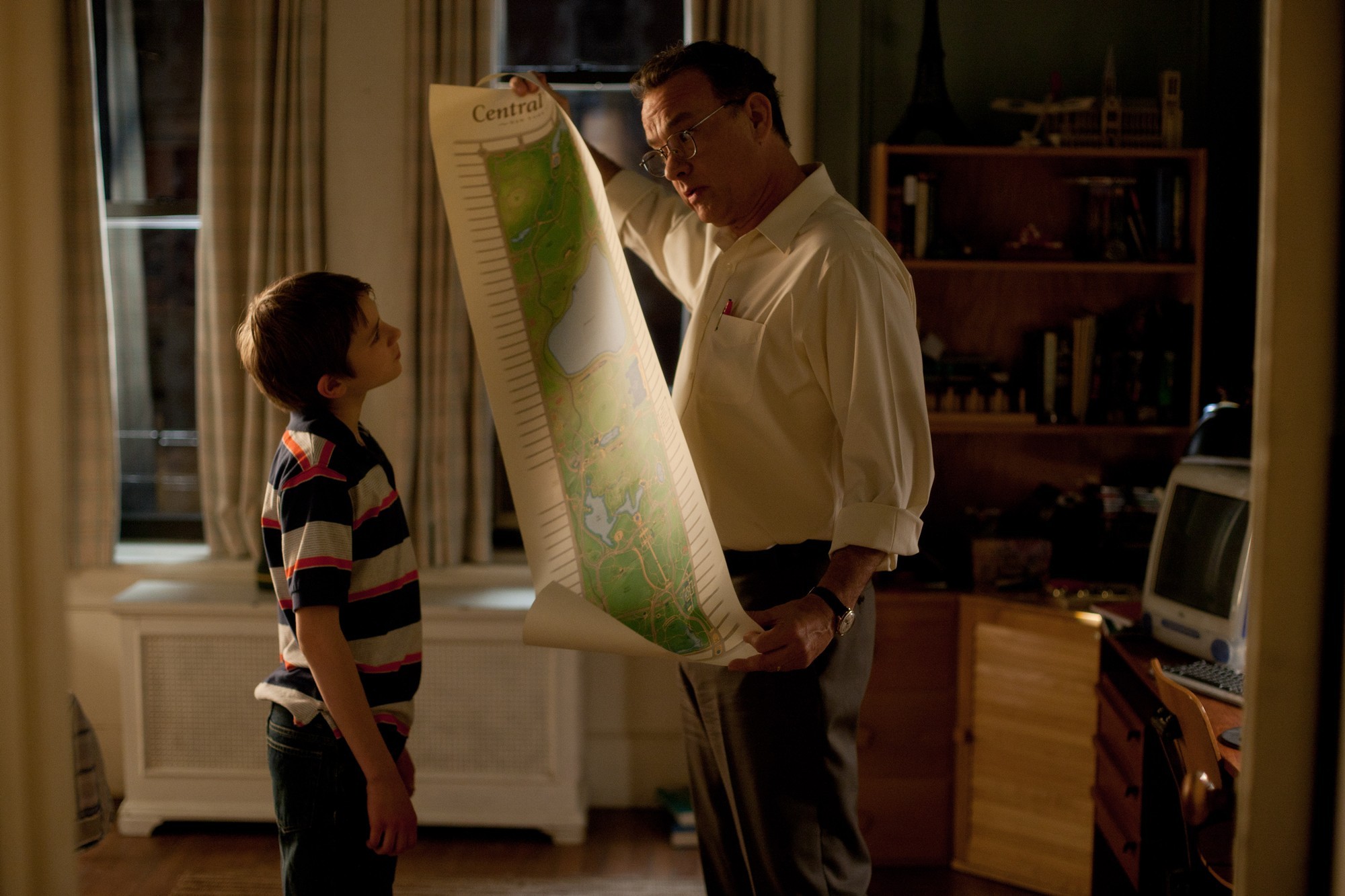 Thomas Horn stars as Oskar Schell and Tom Hanks stars as Thomas Schell Jr. in Warner Bros. Pictures' Extremely Loud and Incredibly Close (2012)