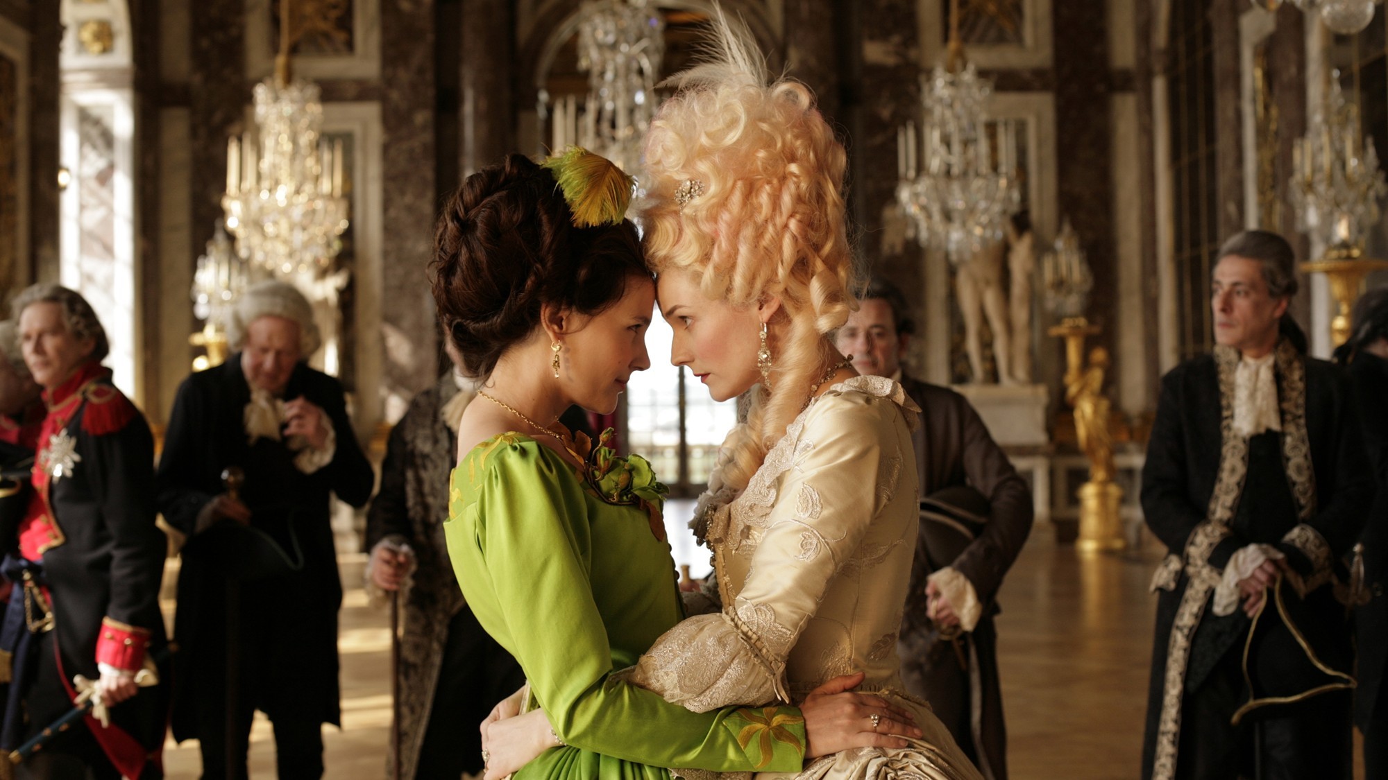Virginie Ledoyen stars as Gabrielle de Polignac and Diane Kruger stars as Marie Antoinette in Cohen Media Group's Farewell, My Queen (2012)
