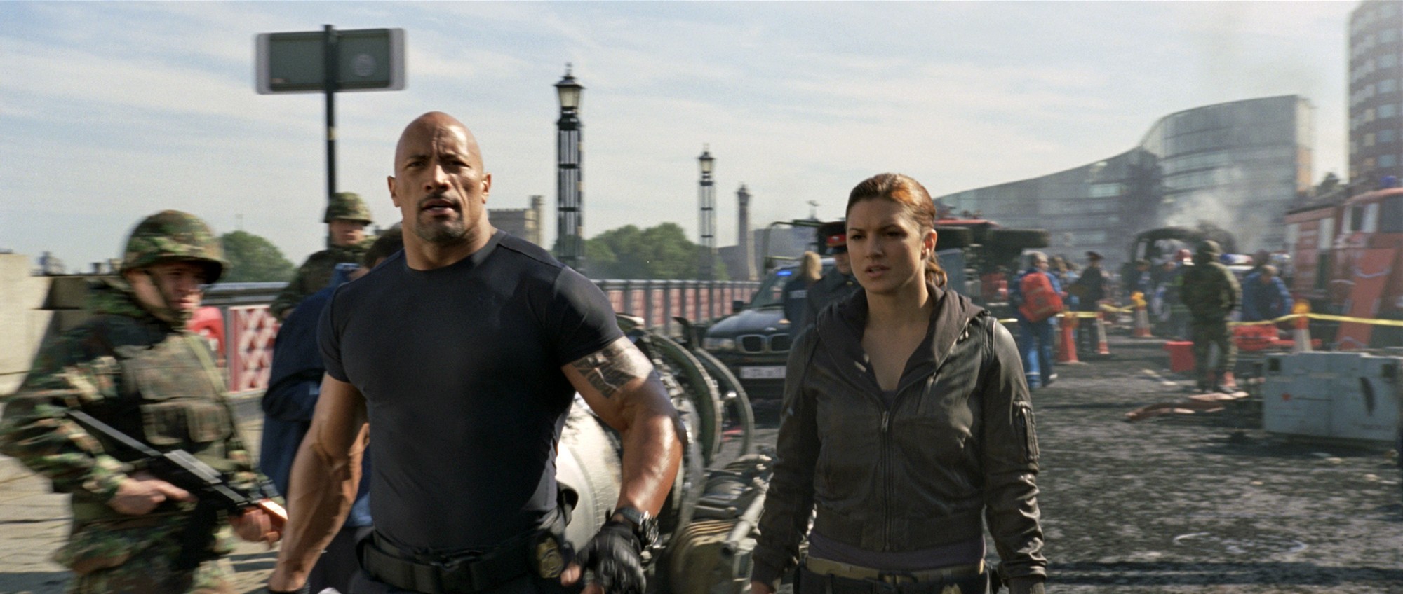 The Rock stars as Luke Hobbs and Gina Carano stars as DSS Agent in Universal Pictures' Fast and Furious 6 (2013)