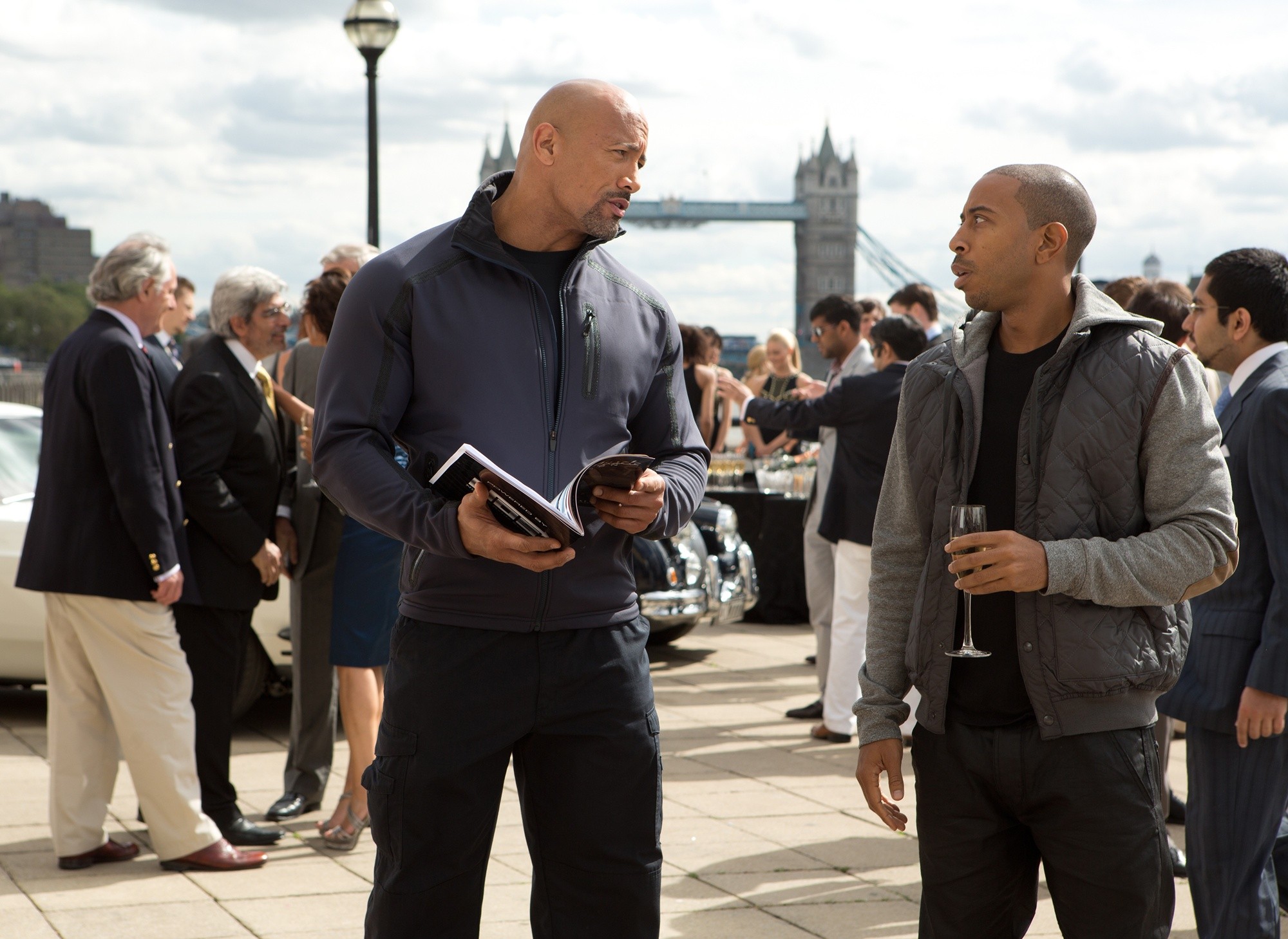 The Rock stars as Luke Hobbs and Ludacris stars as Tej Parker in Universal Pictures' Fast and Furious 6 (2013)