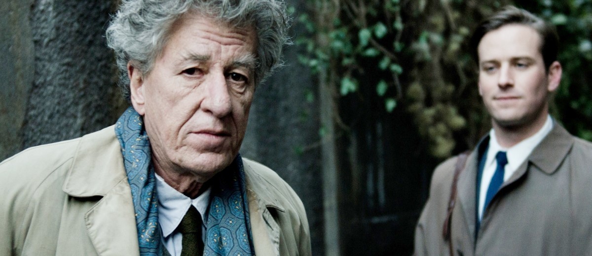 Geoffrey Rush stars as Alberto Giacometti and Armie Hammer stars as James Lord in Sony Pictures Classics' Final Portrait (2018)