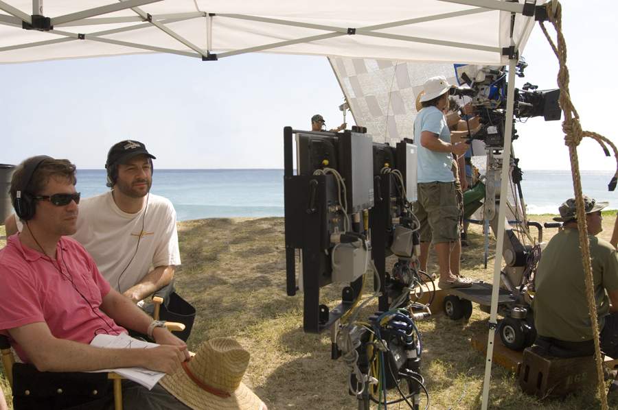 Director Nicholas Stoller and producer Judd Apatow on the set of Universal Pictures' Forgetting Sarah Marshall (2008)