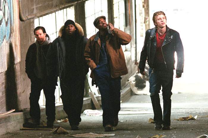 Mark Wahlberg, Tyrese Gibson, Andre Benjamin and Garrett Hedlund in Paramount Pictures' Four Brothers (2005)