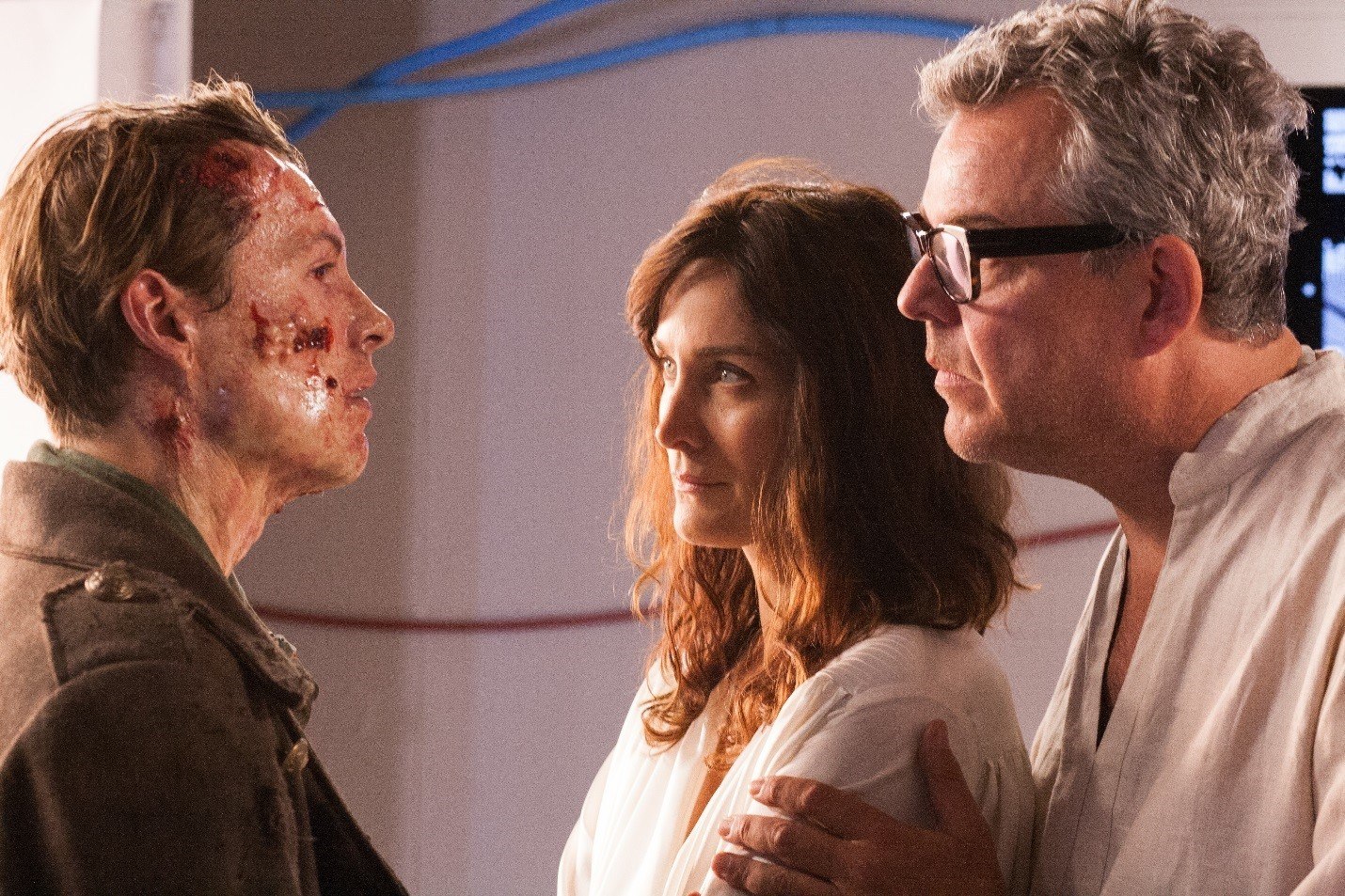 Xavier Samuel, Carrie-Anne Moss and Danny Huston in Alchemy's Frankenstein (2015)