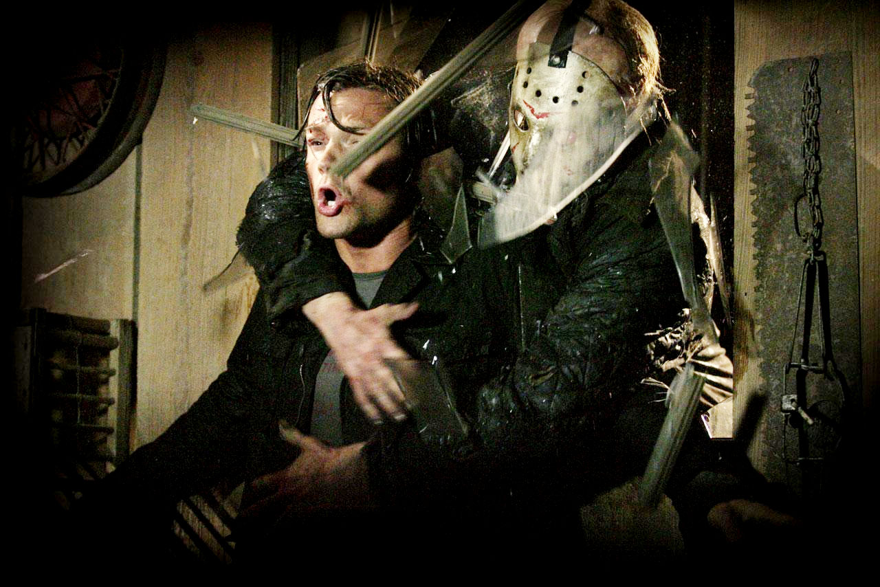 Jared Padalecki stars as Clay and Derek Mears stars as Jason Voorhees in Paramount Pictures' Friday the 13th (2009)