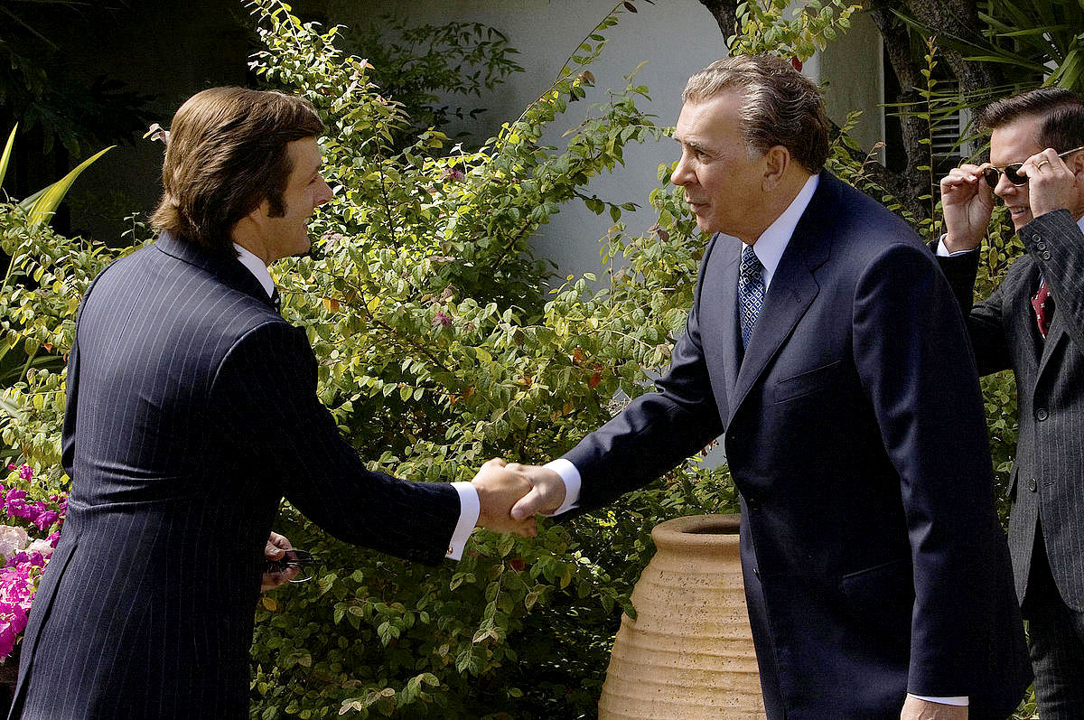 Michael Sheen stars as David Frost and Frank Langella stars as Richard Nixon in Universal Pictures' Frost/Nixon (2008)