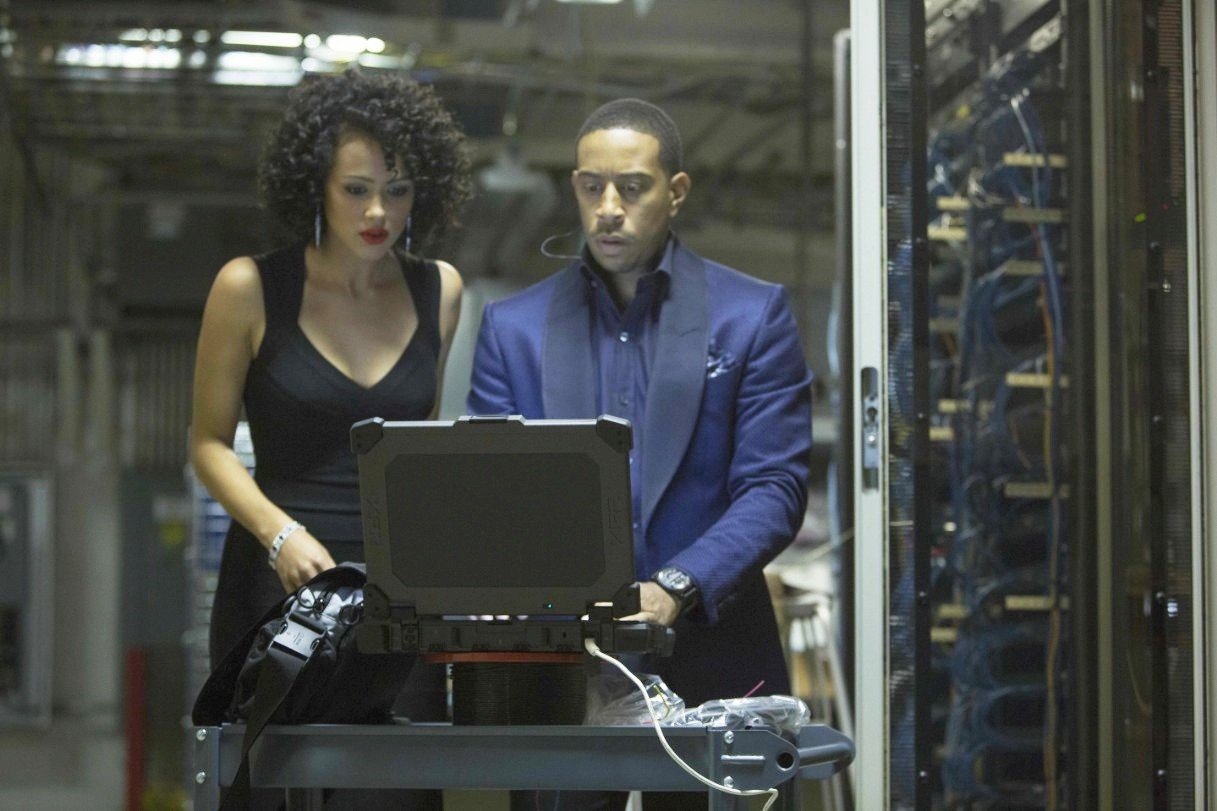 Nathalie Emmanuel stars as Ramsey and Ludacris stars as Tej Parker in Universal Pictures' Furious 7 (2015)