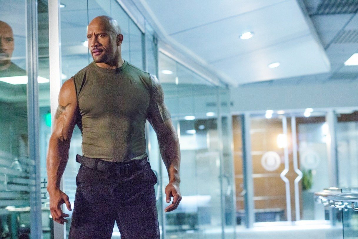 The Rock stars as Luke Hobbs in Universal Pictures' Furious 7 (2015). Photo credit by Scott Garfield.