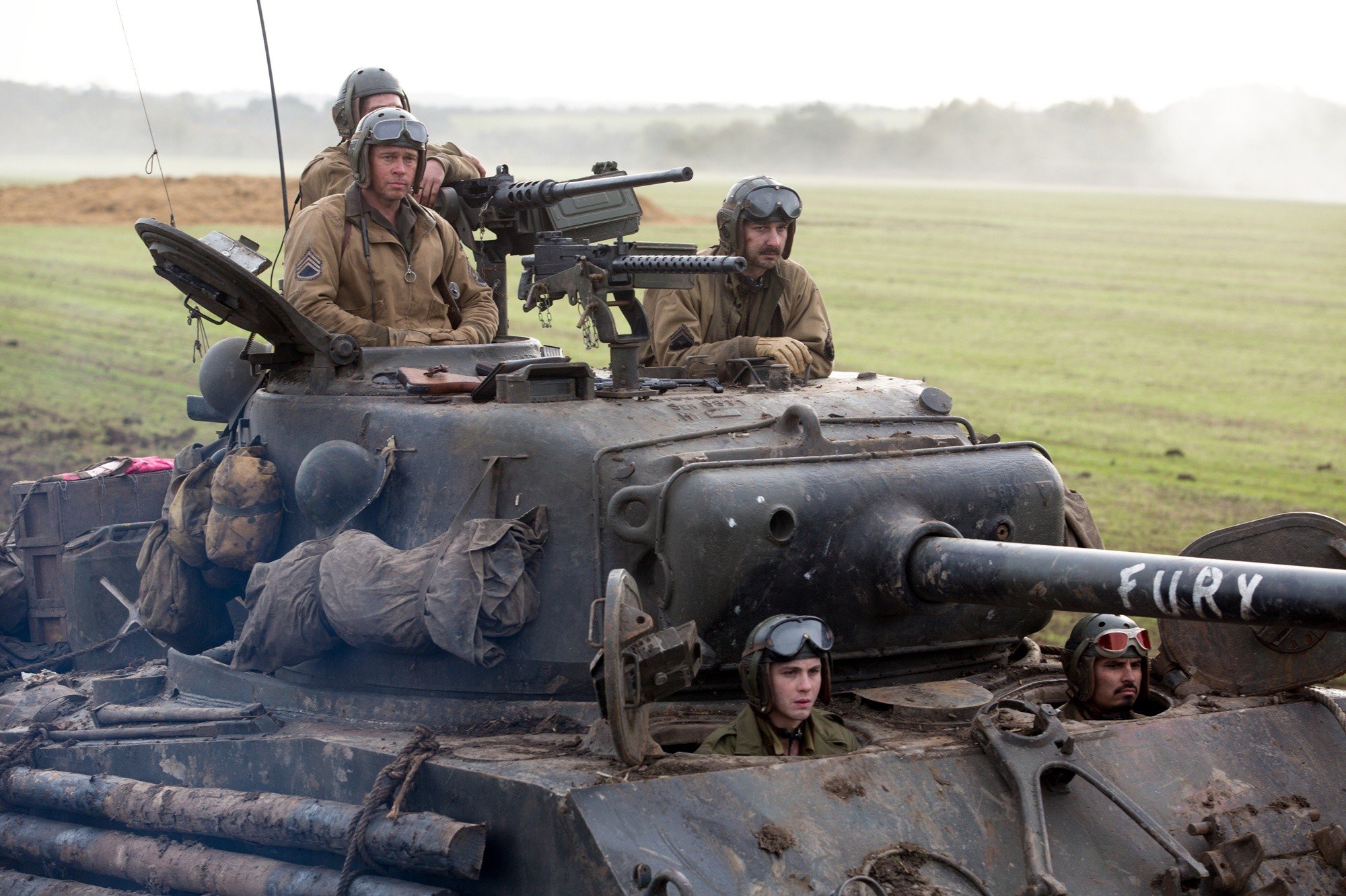 Brad Pitt, Logan Lerman and Michael Pena in Columbia Pictures' Fury (2014)