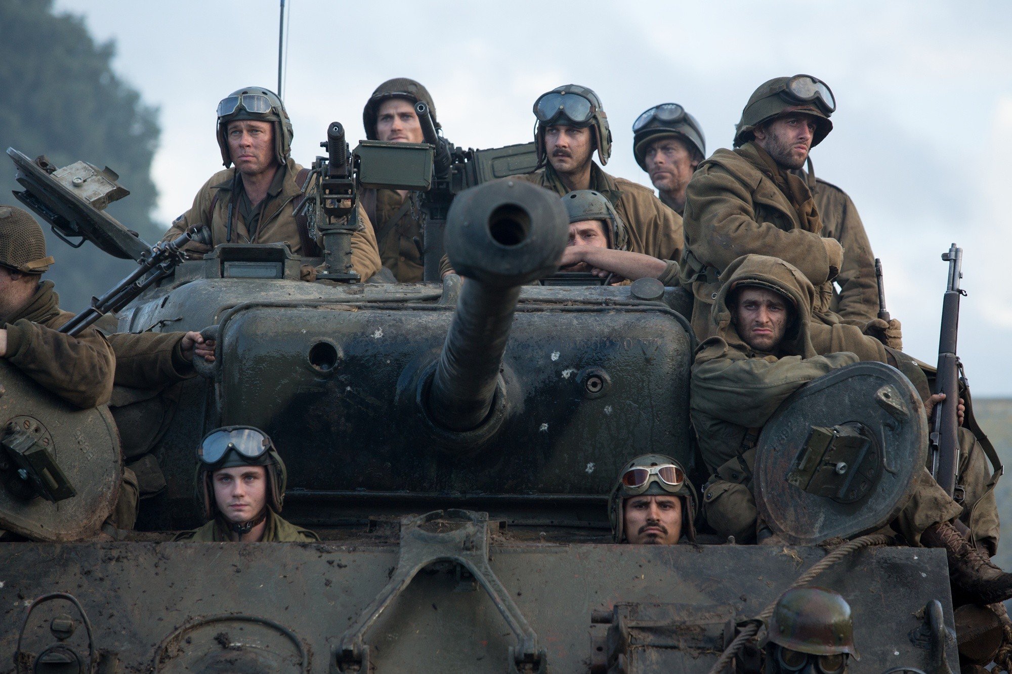 Brad Pitt, Shia LaBeouf, Jon Bernthal, Logan Lerman and Michael Pena in Columbia Pictures' Fury (2014)