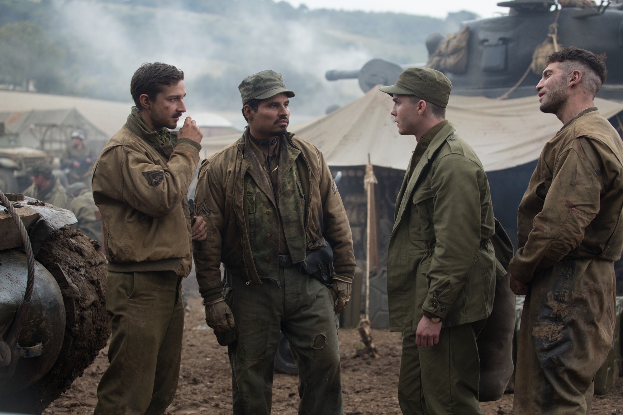 Shia LaBeouf, Michael Pena, Logan Lerman and Jon Bernthal in Columbia Pictures' Fury (2014)