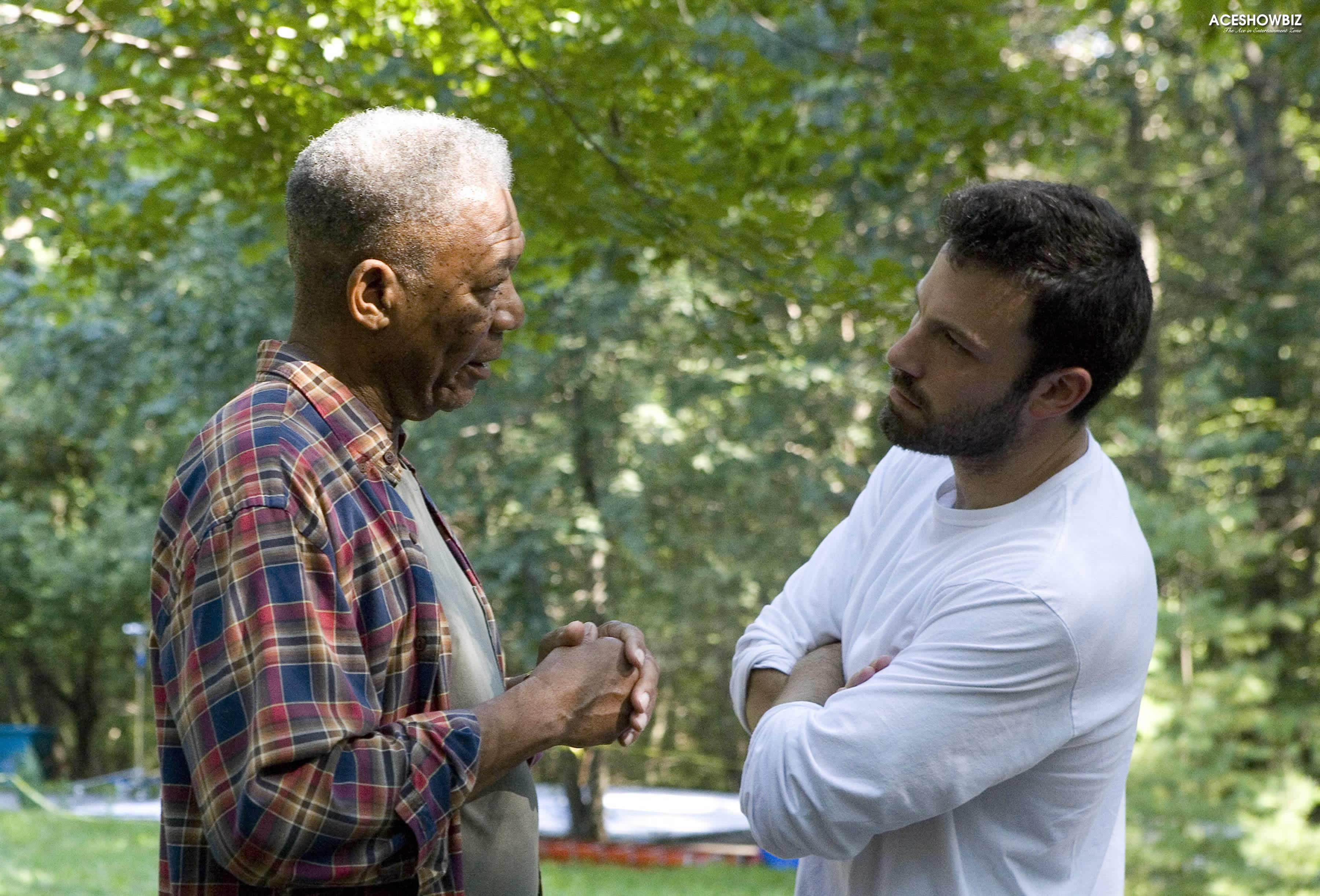 Morgan Freeman and Ben Affleck in the scene of Miramax Films' Gone Baby Gone (2007)