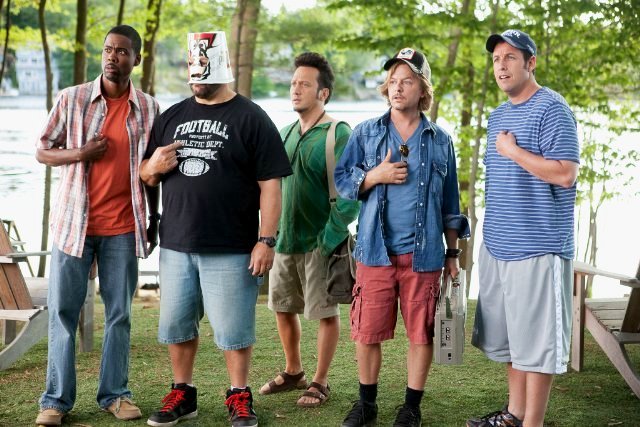 Chris Rock, Kevin James, Rob Schneider, David Spade and Adam Sandler in Columbia Pictures' Grown Ups (2010)