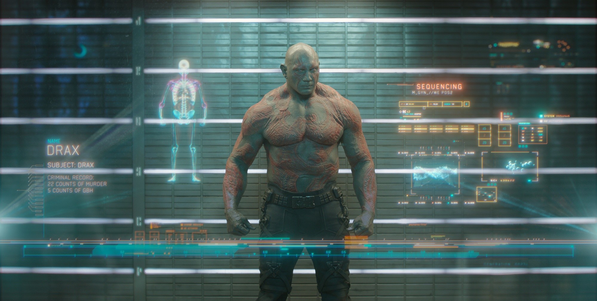 Dave Bautista stars as Drax the Destroyer in Marvel Studios' Guardians of the Galaxy (2014)
