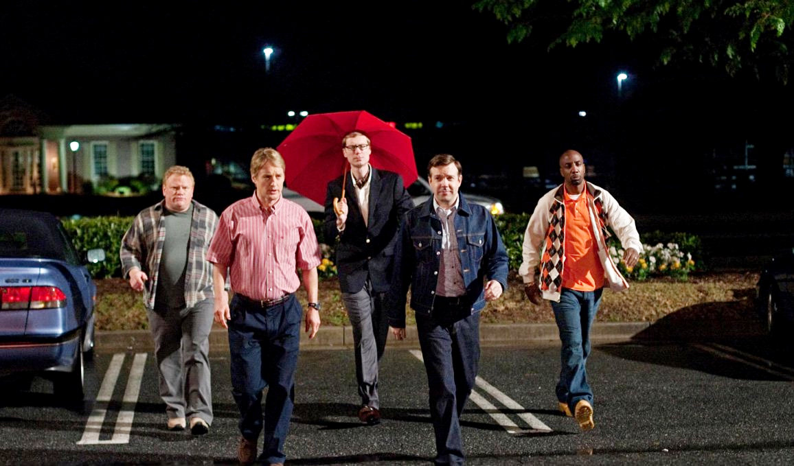 Larry Joe Campbell, Owen Wilson, Stephen Merchant, Jason Sudeikis and J.B. Smoove in New Line Cinema's Hall Pass (2011)