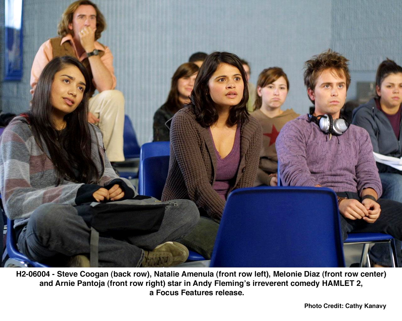 Natalie Amenula, Steve Coogan, Melonie Diaz and Arnie Pantoja in Focus Features' Hamlet 2 (2008). Photo Credit: Cathy Kanavy.