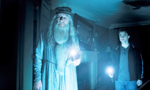 Michael Gambon stars as Albus Dumbledore and Daniel Radcliffe stars as Harry Potter in Warner Bros Pictures' Harry Potter and the Half-Blood Prince (2009)