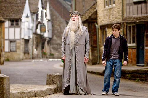 Michael Gambon stars as Albus Dumbledore and Daniel Radcliffe stars as Harry Potter in Warner Bros Pictures' Harry Potter and the Half-Blood Prince (2009)